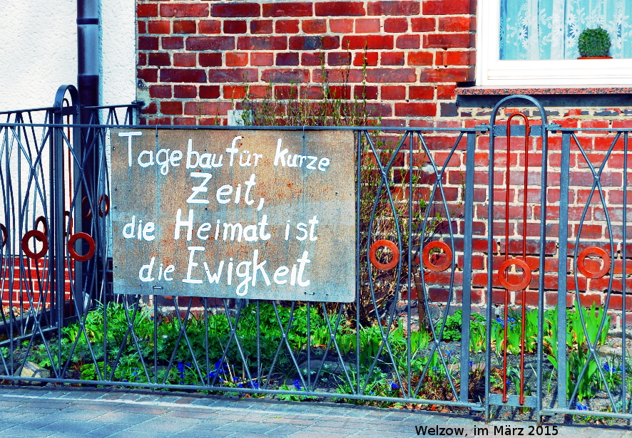 Braunkohle_Protestschild_mit_Kaktus in Welzow, Brandenburg